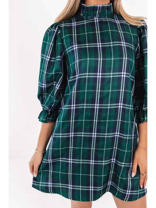 Jordyn Green Long Sleeve Tie Bow Back Holiday Dress