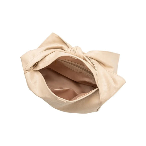 Marni Beige Recycled Vegan Leather Crinkle Bow Handle Crossbody Bag