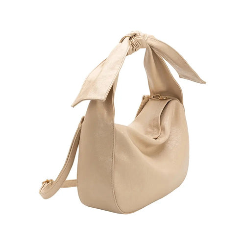 Marni Beige Recycled Vegan Leather Crinkle Bow Handle Crossbody Bag