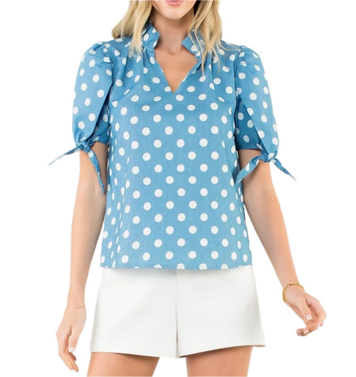 Tie Sleeve Dotted Top | Adore Boutique women's clothing & accessories
