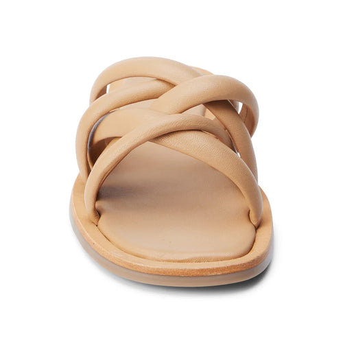 Roy Padded Criss Cross Leather Slide Sandal
