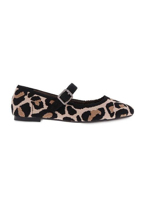 Brita Stretch Knit Strap Almond Toe Ballet Flat