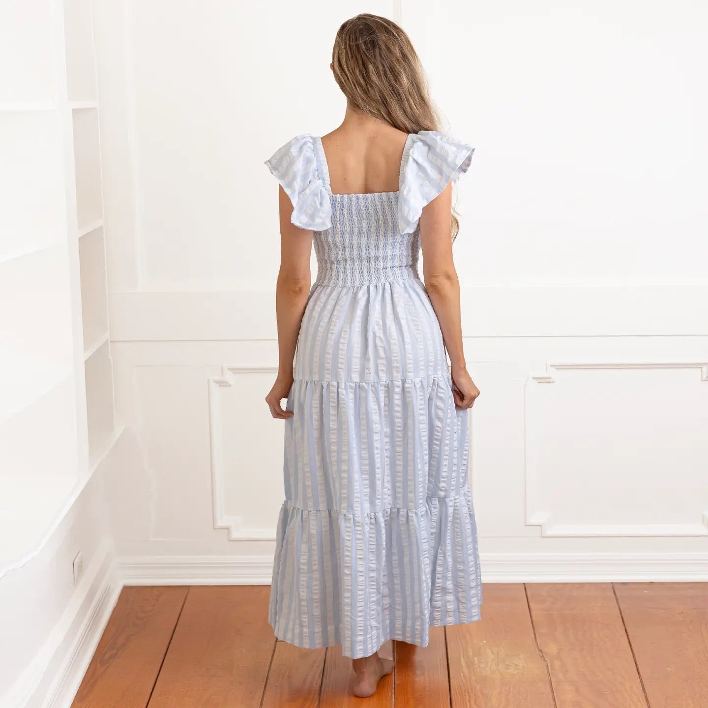 Smocked Seersucker Maxi