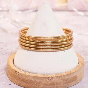 Fine Rose Gold Copper Leaf Handcrafted Waterproof Bangle Bracelet
