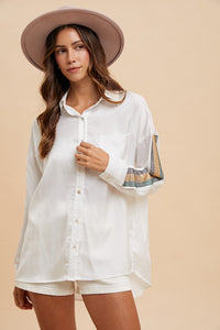 Mardi GrasStripe Sleeve Top