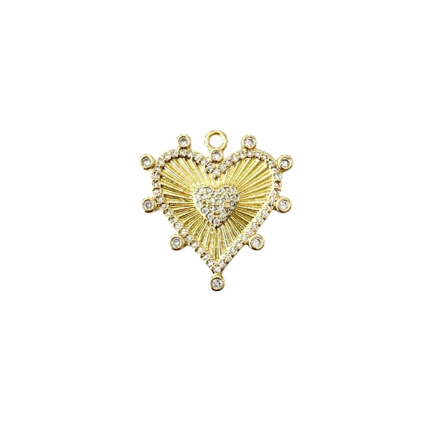 Gold CZ Heart Scarf Charm
