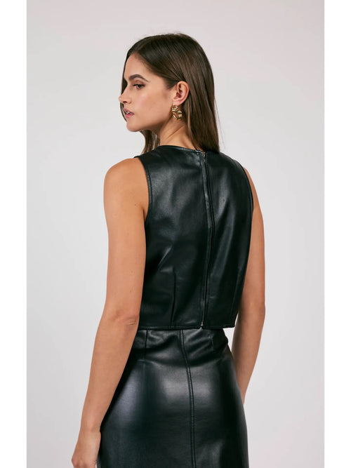 New Era Versatile Faux Leather Sleeveless Top
