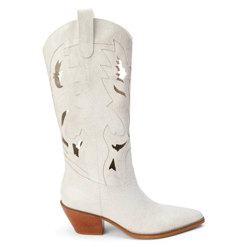 Alice Western Cut Out Distressed Leather Pull On Tall Boot