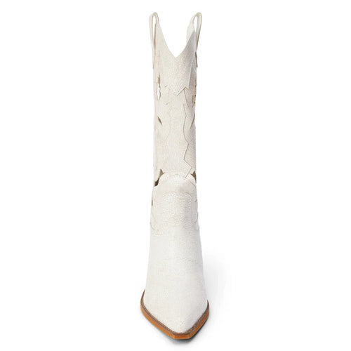 Alice Western Cut Out Distressed Leather Pull On Tall Boot