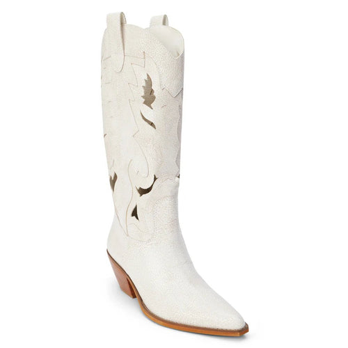 Alice Western Cut Out Distressed Leather Pull On Tall Boot