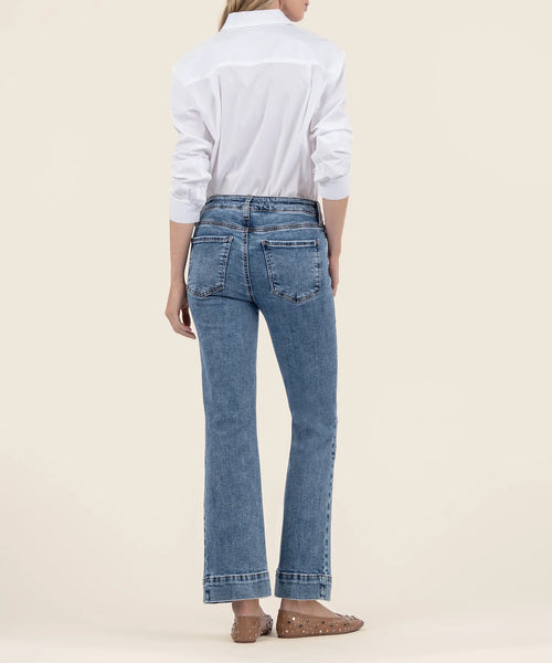 Kelsey High Rise Ankle Flare Trouser Hem Leg Jean