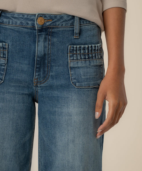 Maya High Rise Wide Leg Jeans | Patch Pocket