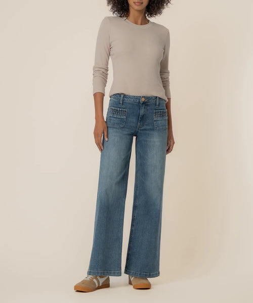 Maya High Rise Wide Leg Jeans | Patch Pocket