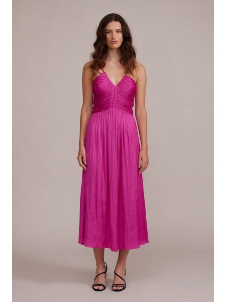 Magenta Claudine Dress