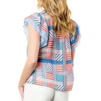 Flutter Sleeve Striped Top