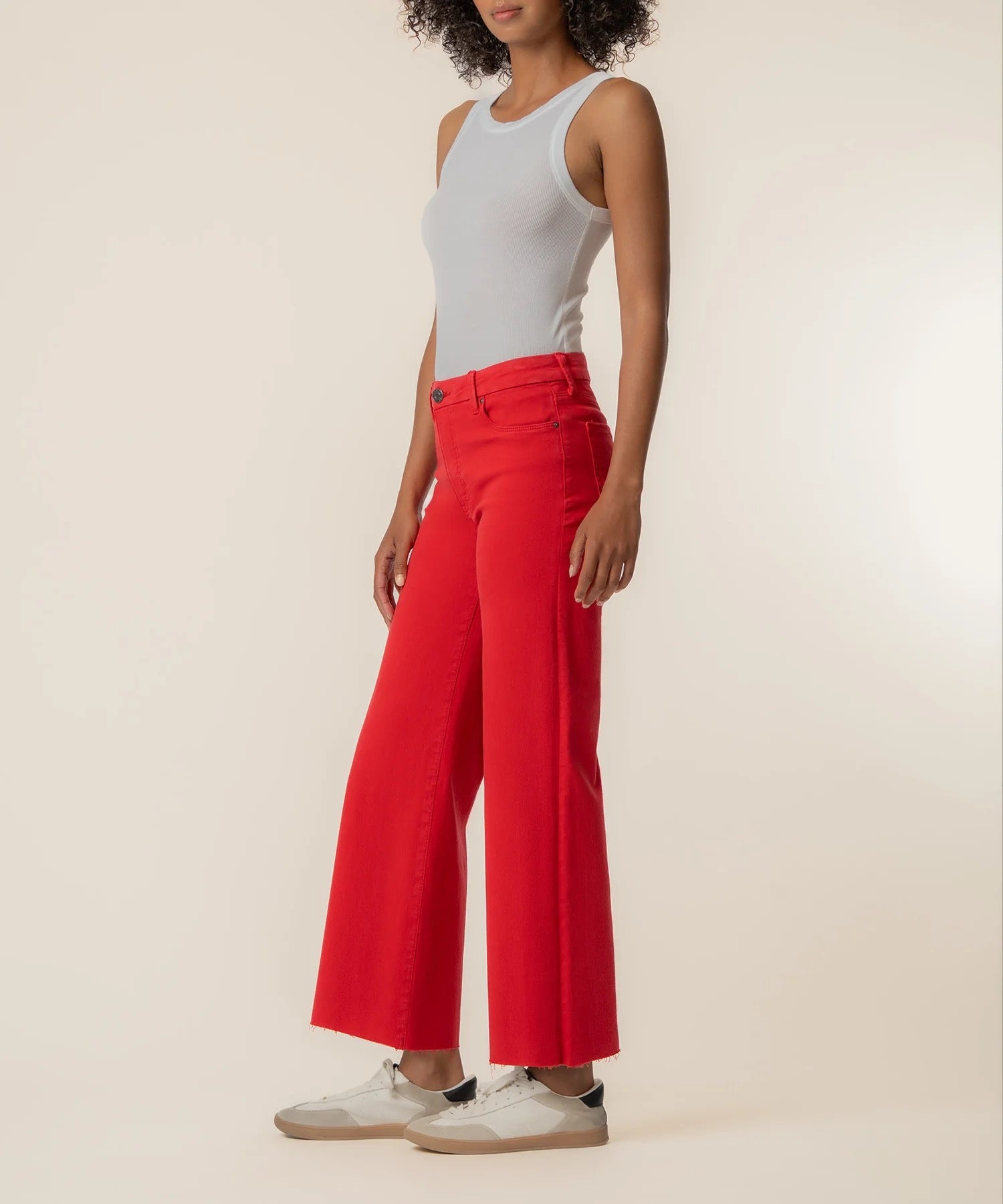 KUT Meg High Rise Wide Leg Jean | Tomato Red | Fab Ab