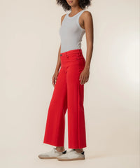 KUT Meg High Rise Wide Leg Jean | Tomato Red | Fab Ab