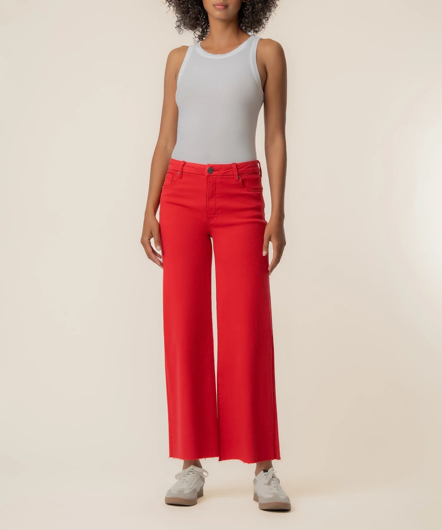 KUT Meg High Rise Wide Leg Jean | Tomato Red | Fab Ab