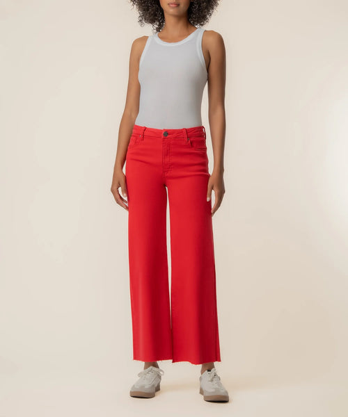 KUT Meg High Rise Wide Leg Jean | Tomato Red | Fab Ab
