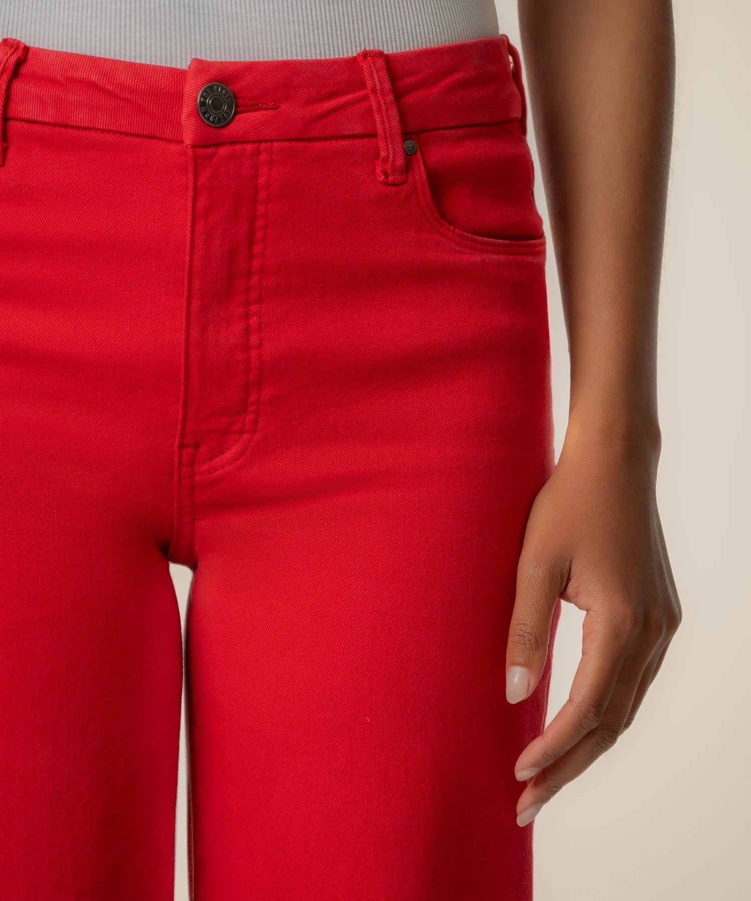 KUT Meg High Rise Wide Leg Jean | Tomato Red | Fab Ab