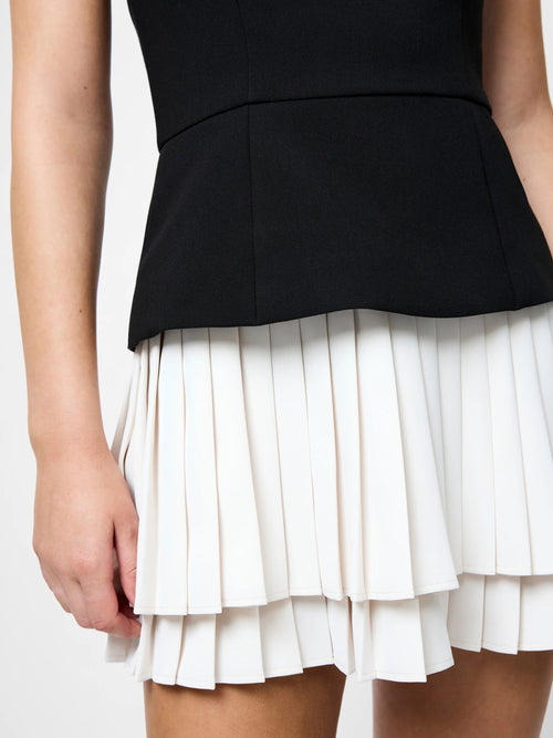 Azra Strapless Contrast Pleated Skirt Mini Dress