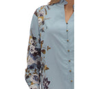 Chambray Floral Print Top