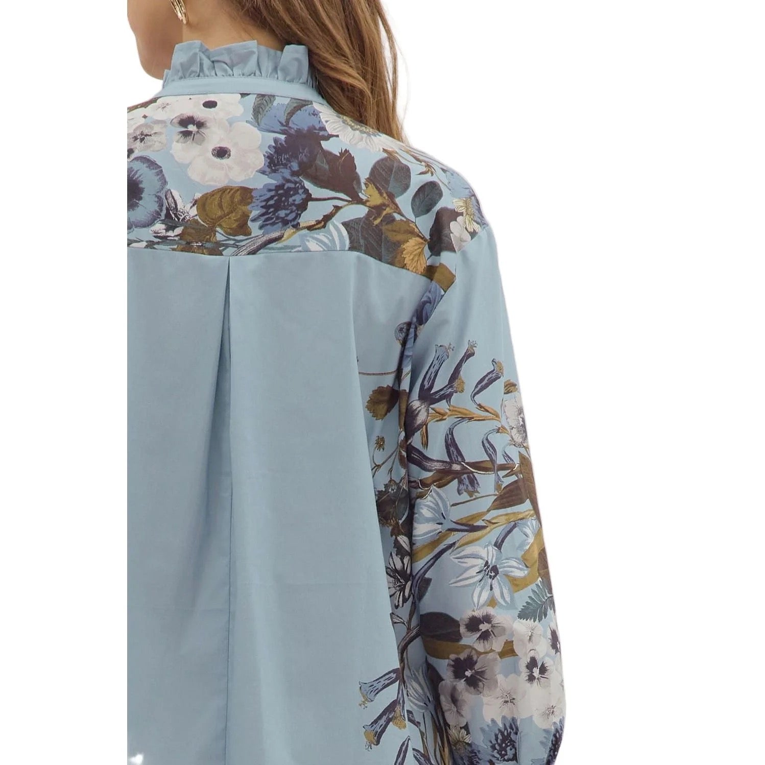 Chambray Floral Print Top