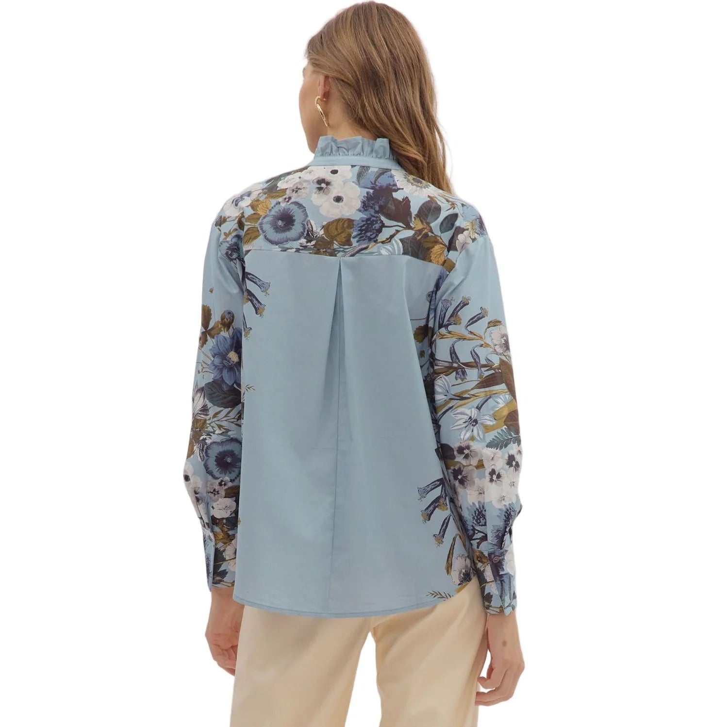 Chambray Floral Print Top
