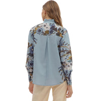 Chambray Floral Print Top