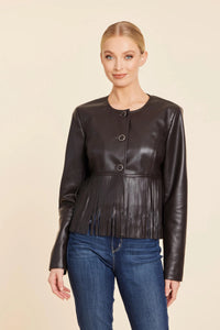 Dark Brown Vegan Leather Fringe Jacket