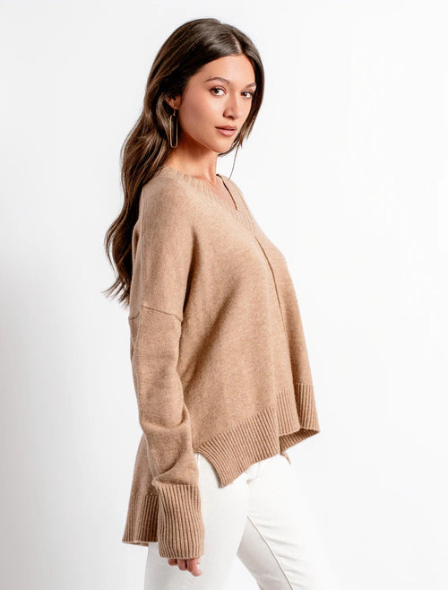 Gwyneth Oversized V Neck Long Sleeve Drape Top