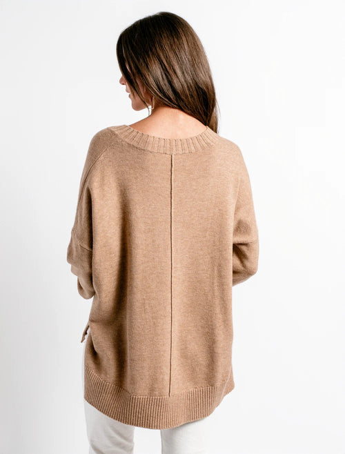 Gwyneth Oversized V Neck Long Sleeve Drape Top