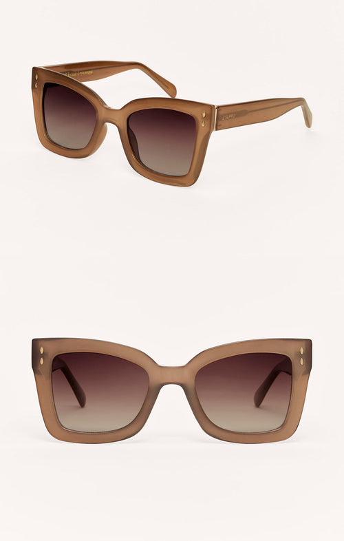 Confidential Polarized Square Sunglasses | Taupe + Marbled Bronze