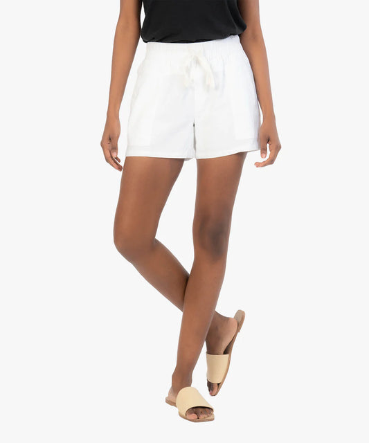 White Smocked Waist Short