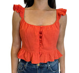 Button Up Ruffle Sleeve Top