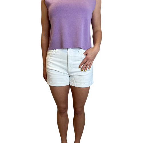 Jane HR Short Uneven Roll Up Raw Hem - Optic White | Adore Boutique women's clothing & accessories