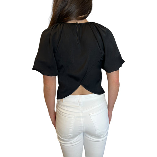 Nadia Balloon Sleeve Criss Cross Back Detail Versatile Top