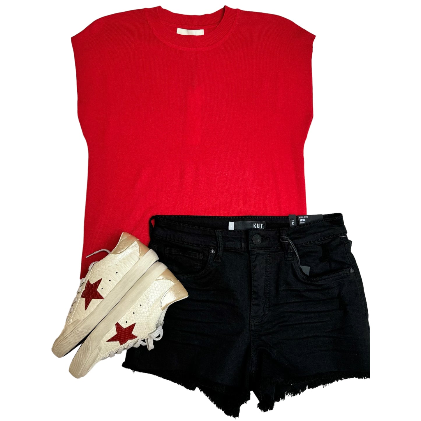 Red Drop Shoulder Top