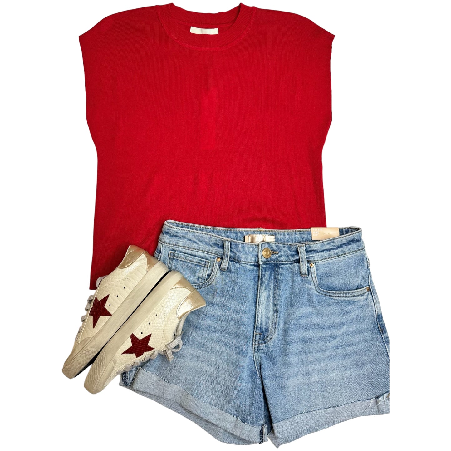 Red Drop Shoulder Top