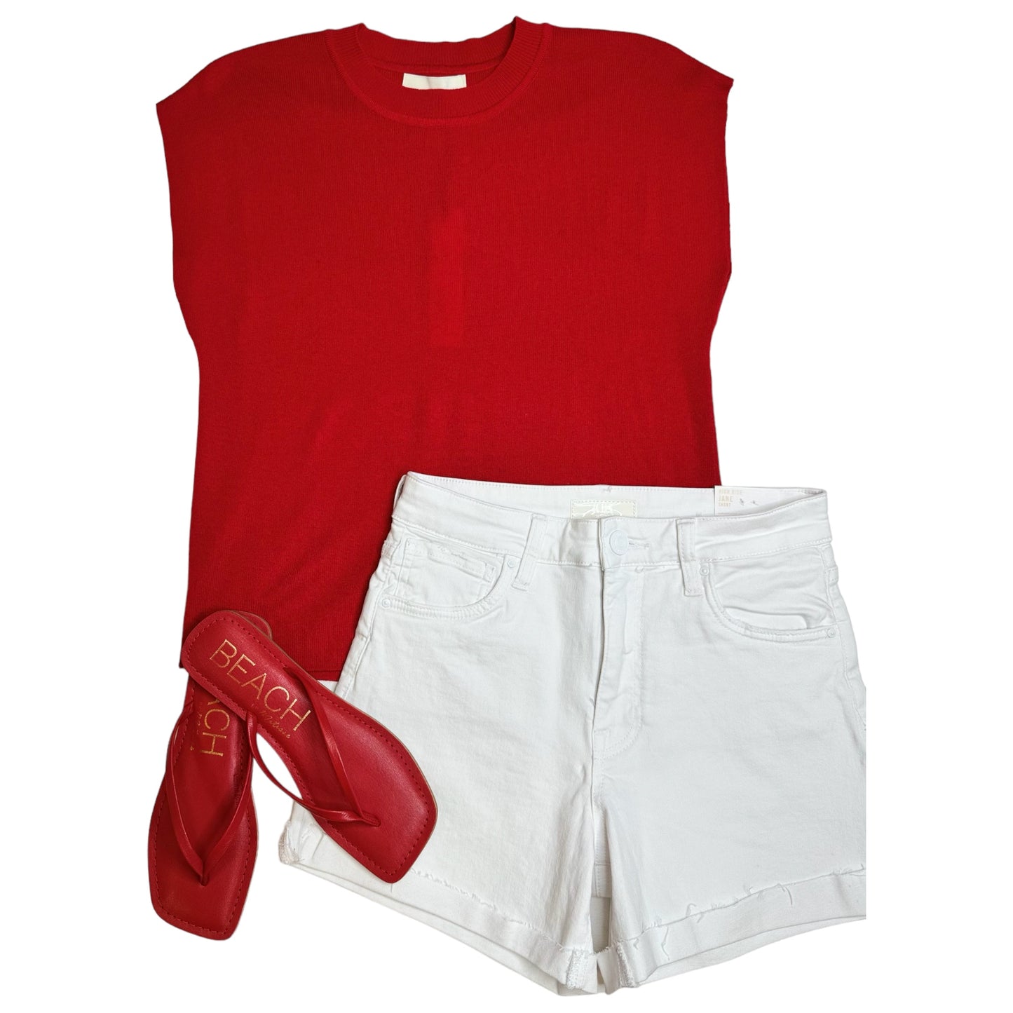 Red Drop Shoulder Top