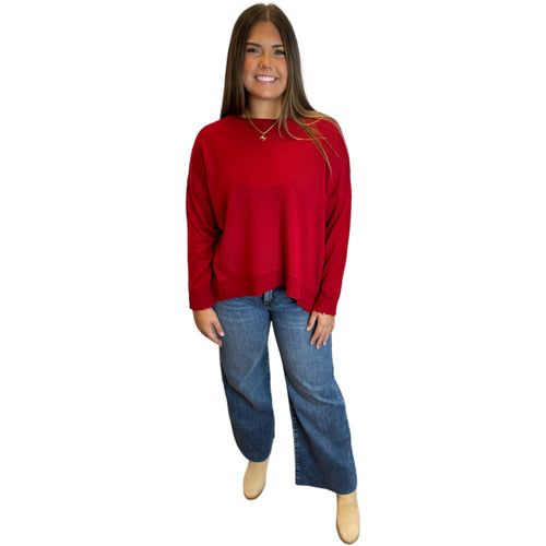 Lawson Lightweight Sweater with Center Seam Raw Hem Detail