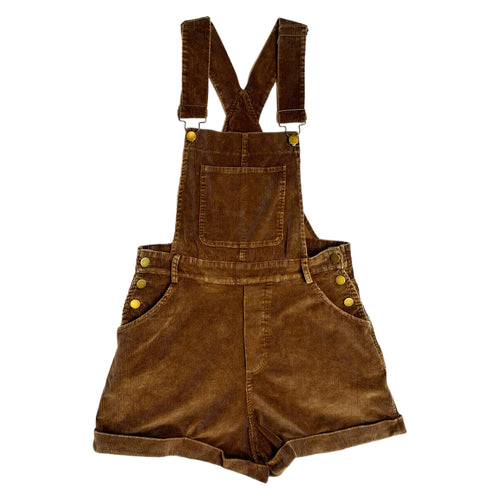 Kahlo Washed Brown Corduroy Adjustable Strap Relaxed Fit Overall