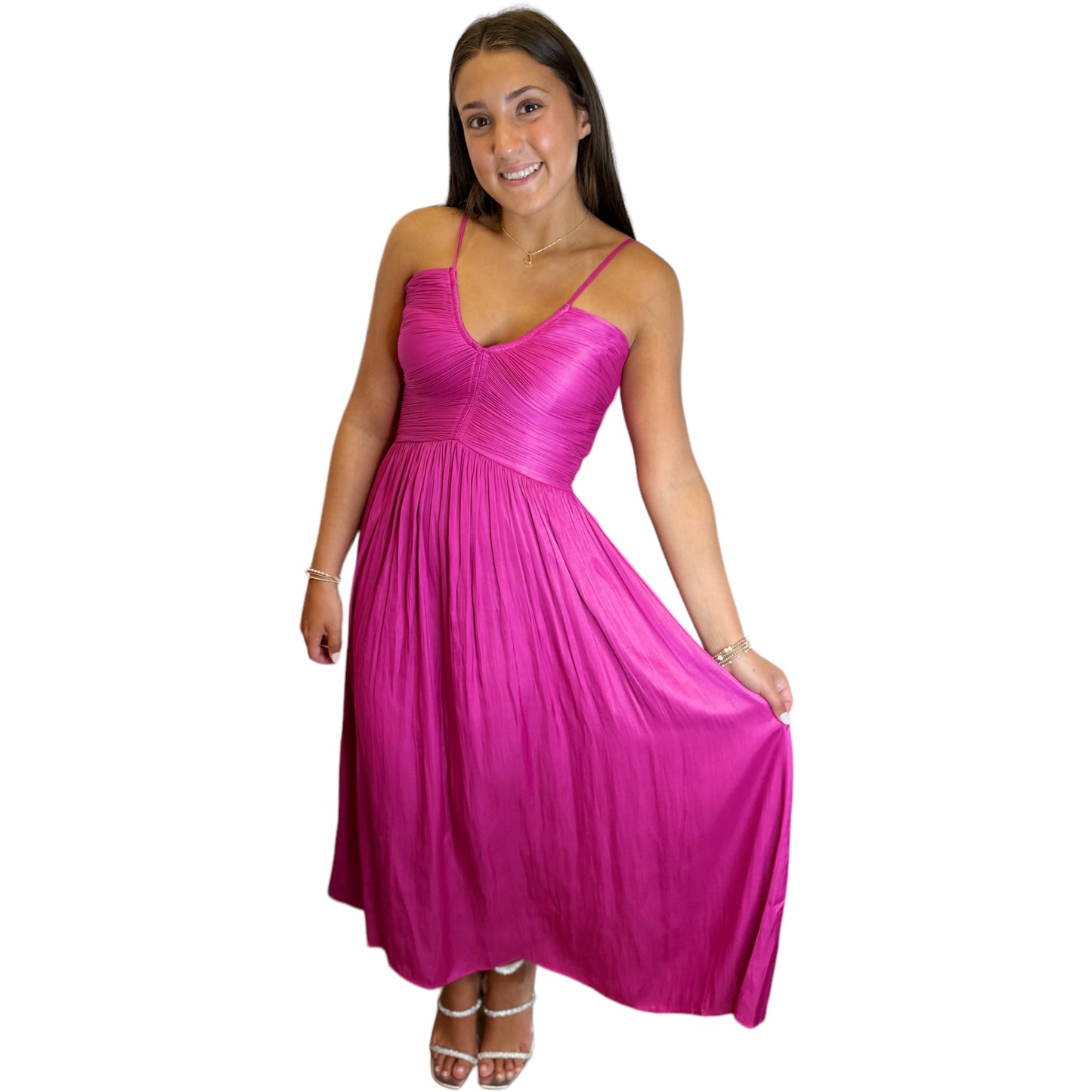 Magenta Claudine Dress