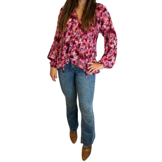 Magenta Feminine Floral Top