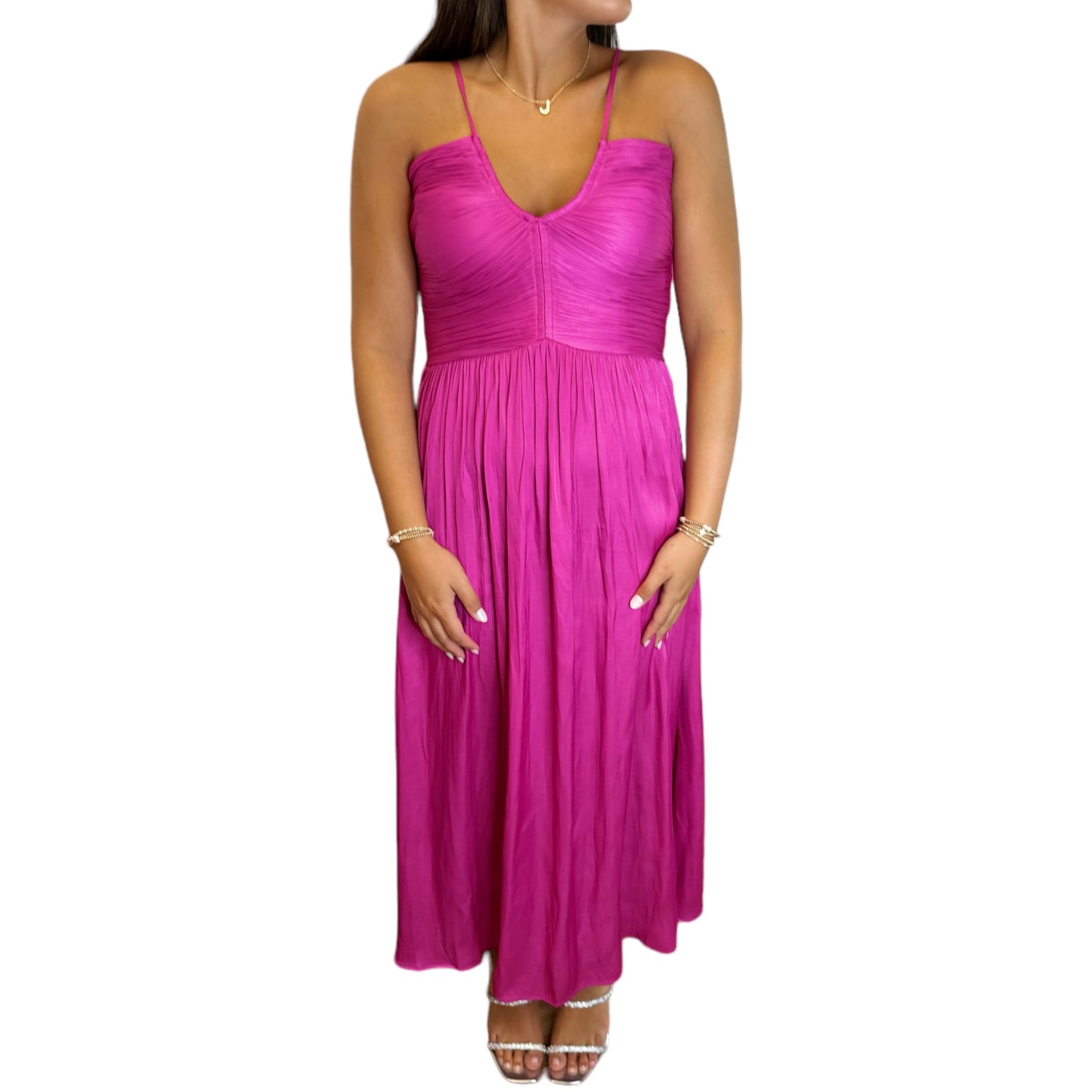 Magenta Claudine Dress