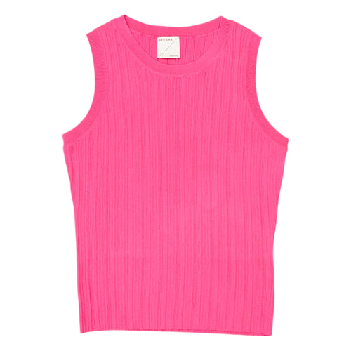 Aiko 3D Multi Rib Pattern Crew Neck Knit Tank