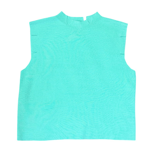 Betty Mint Cropped Sleeveless Cutout Knit Top