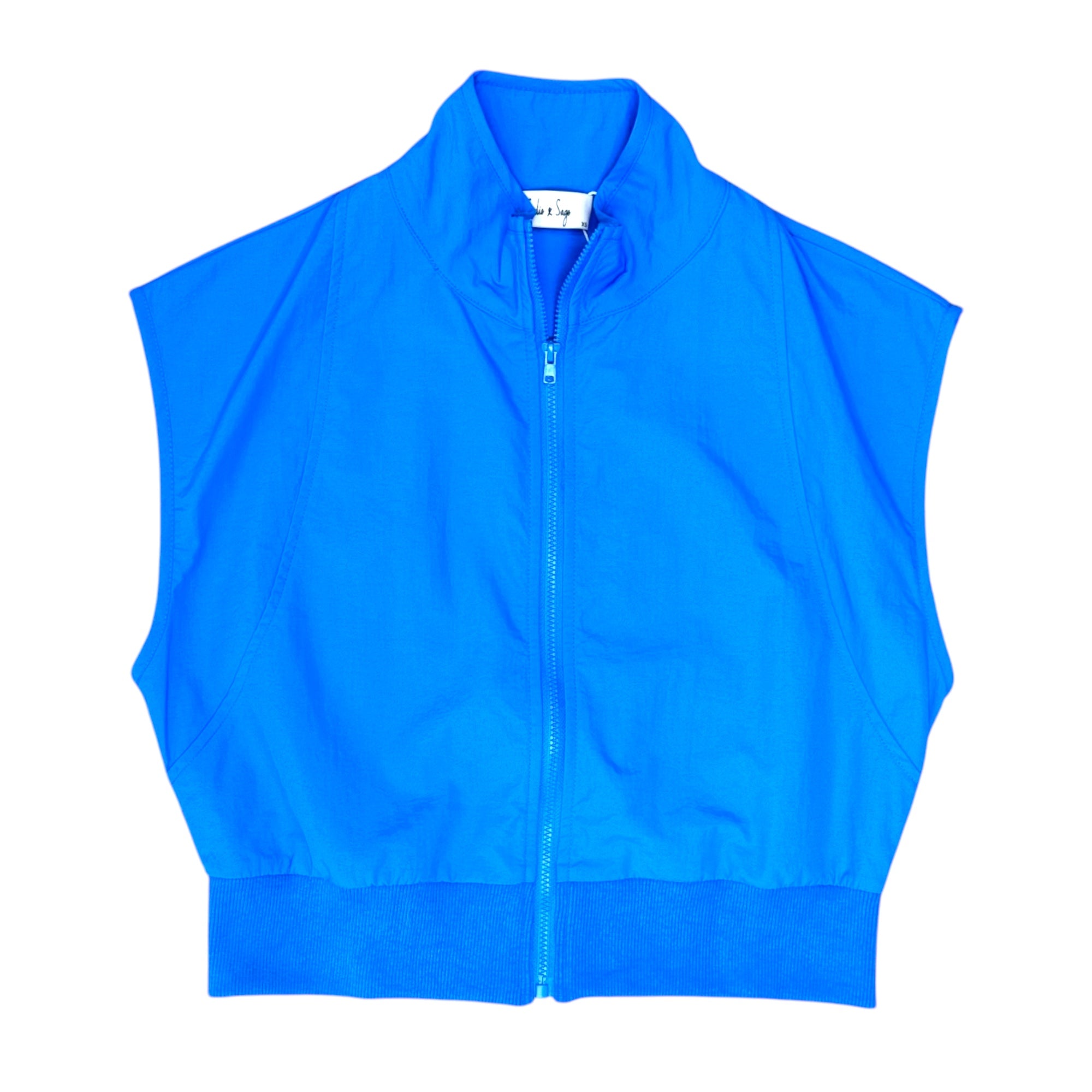 Back & Forth Crop Nylon Zip Up Vest