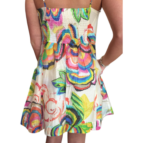 Pluma Abstract Floral Adjustable Strap Pocket Mini Dress