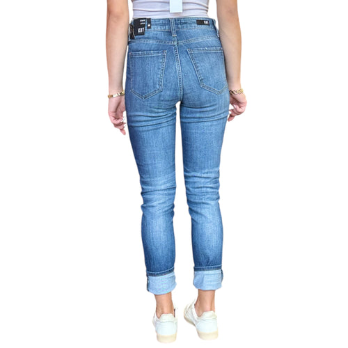 Catherine High Rise Fab AB Boyfriend Look Roll Up Wash Jean